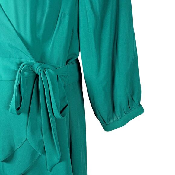 Torrid Top Womens 2X 18-20 Emerald Green Georgette Wrap Surplice Tunic Babydoll - Picture 3 of 16